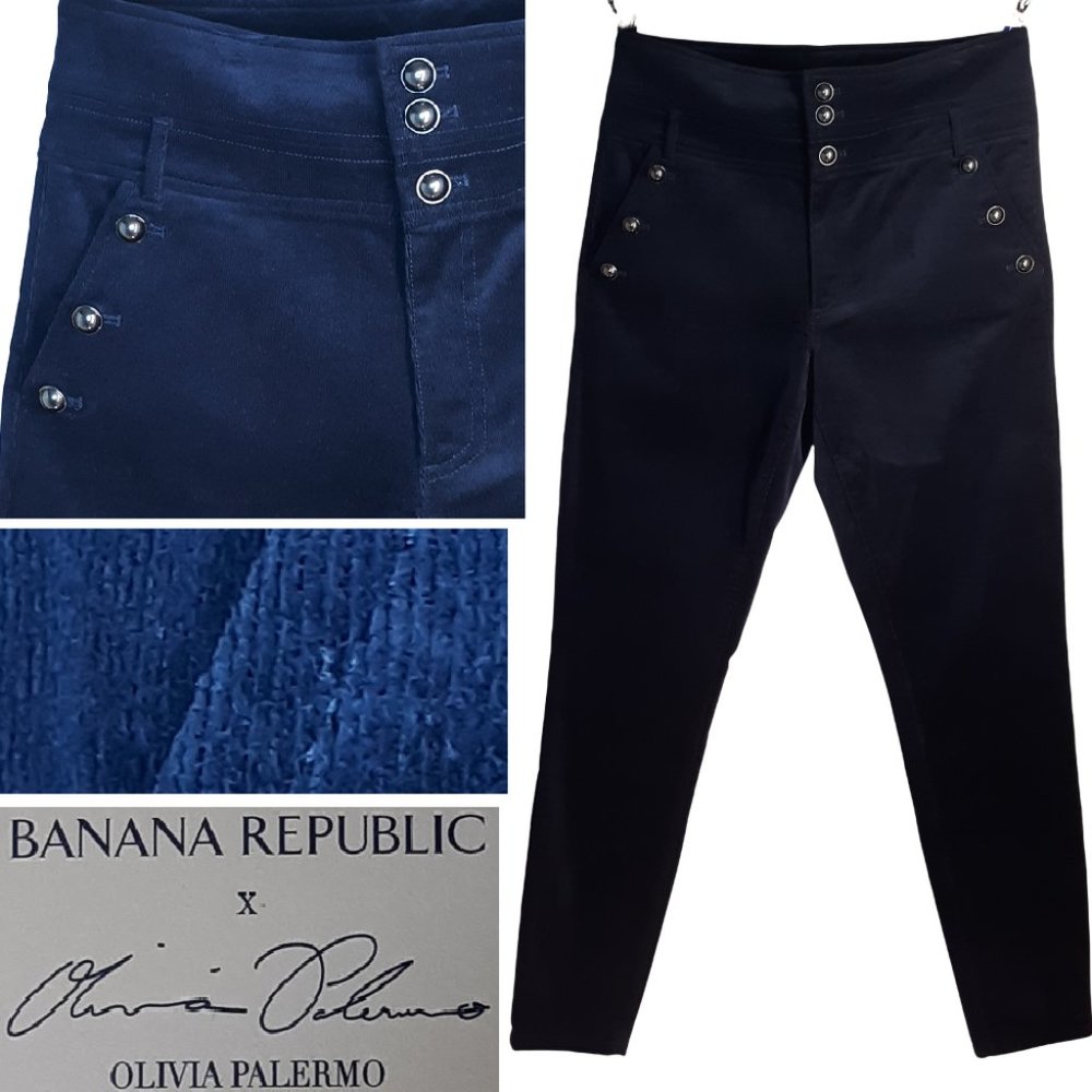 Blue High-waisted Skinny Ankle Corduroy, Long